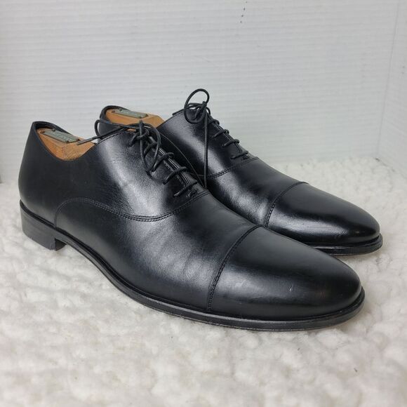 Ermenegildo Zegna Mens Oxford Derby Shoes Size 9.5 Black Torino Leather Cap Toe main image 9
